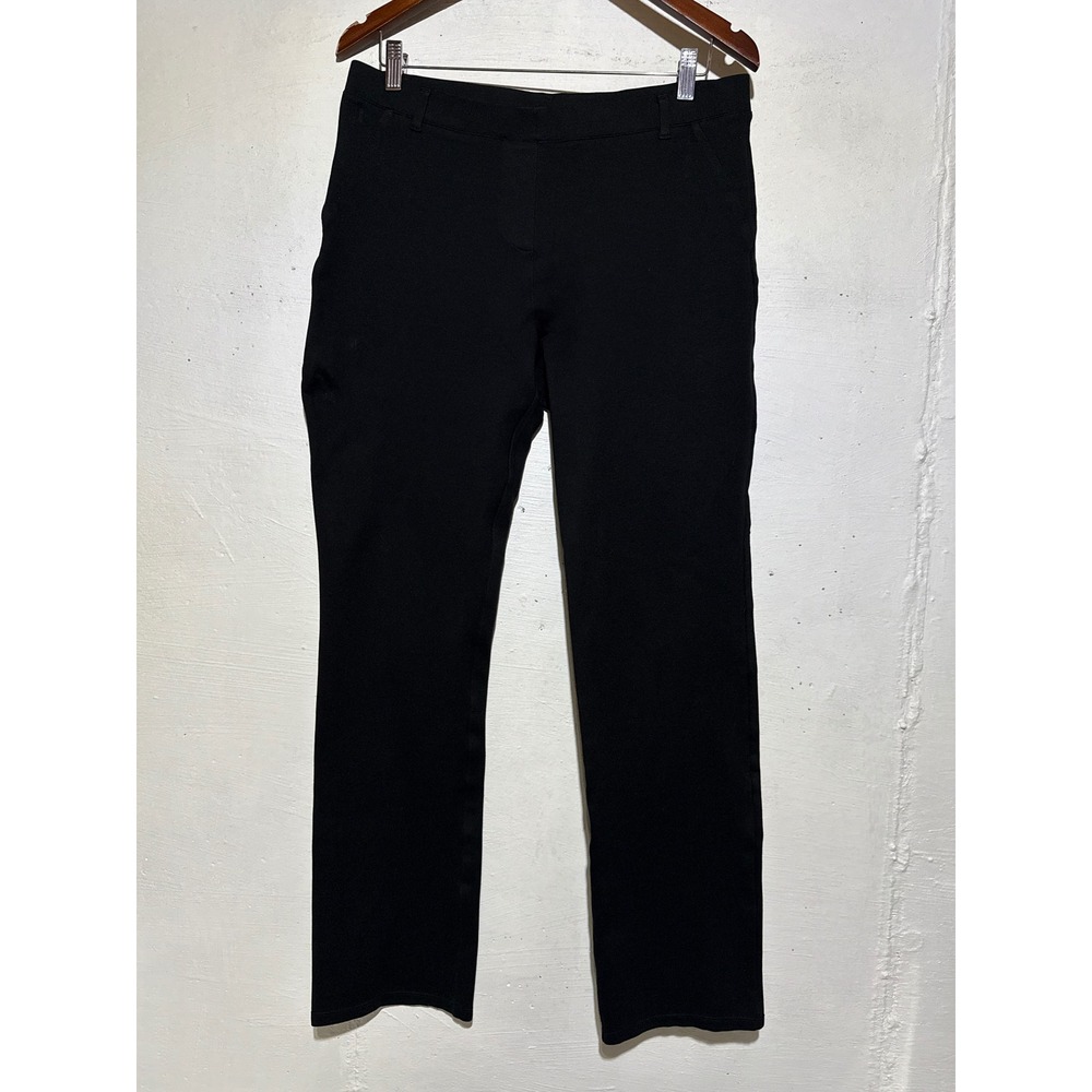 Quince Womens Ultra-Stretch Ponte Straight Leg Pants L Tall Black Pull On